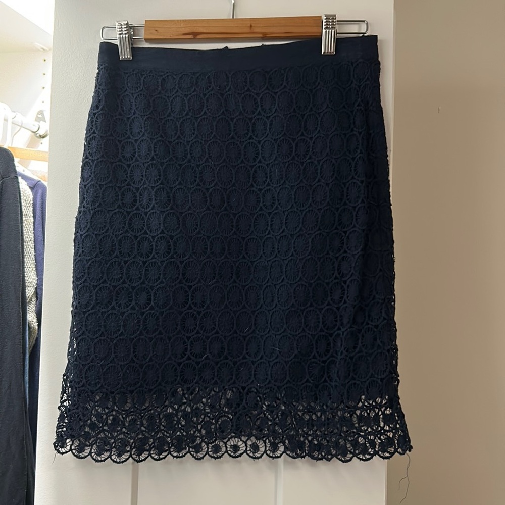 Loft Pencil Skirt Navy Lace